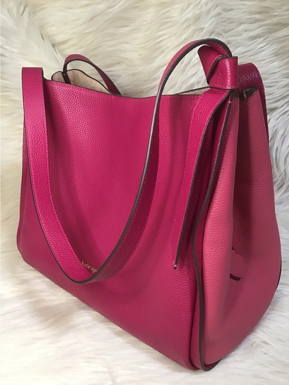 Kate spade Lrg knott shoulder bag pebble leather colorblock pink